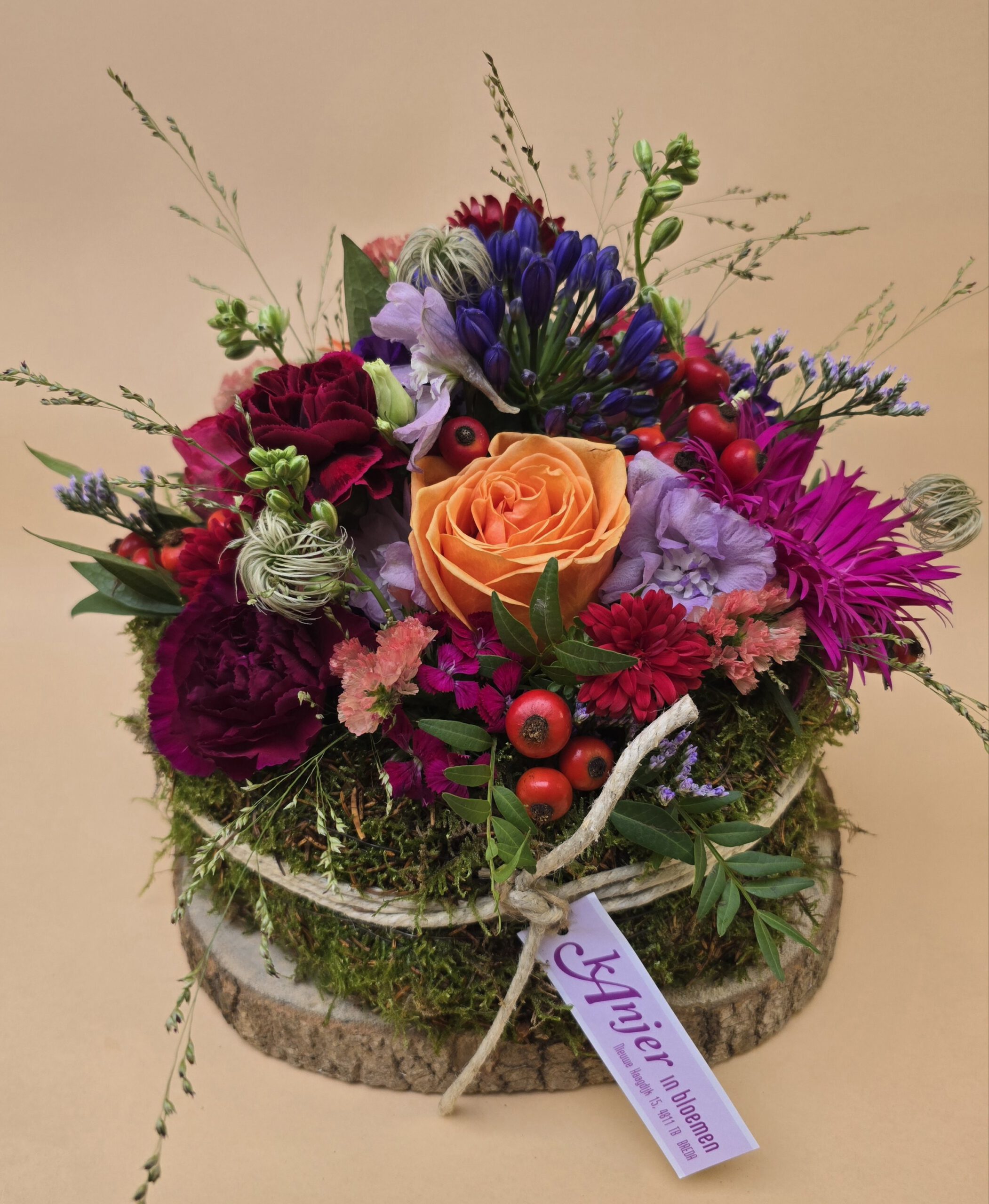 bloementaart inclusief houtschijf - Afbeelding 4