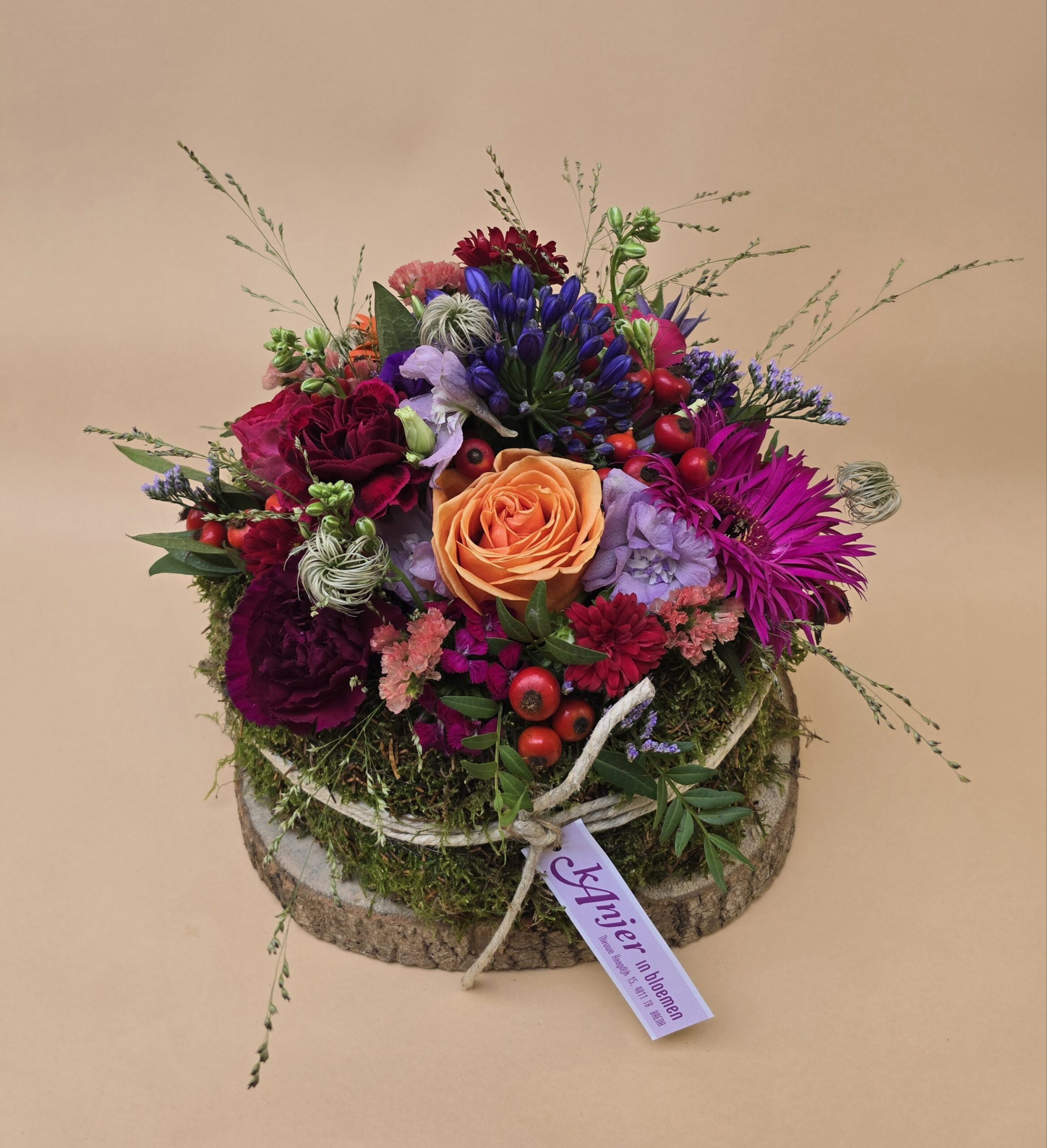 bloementaart inclusief houtschijf - Afbeelding 6