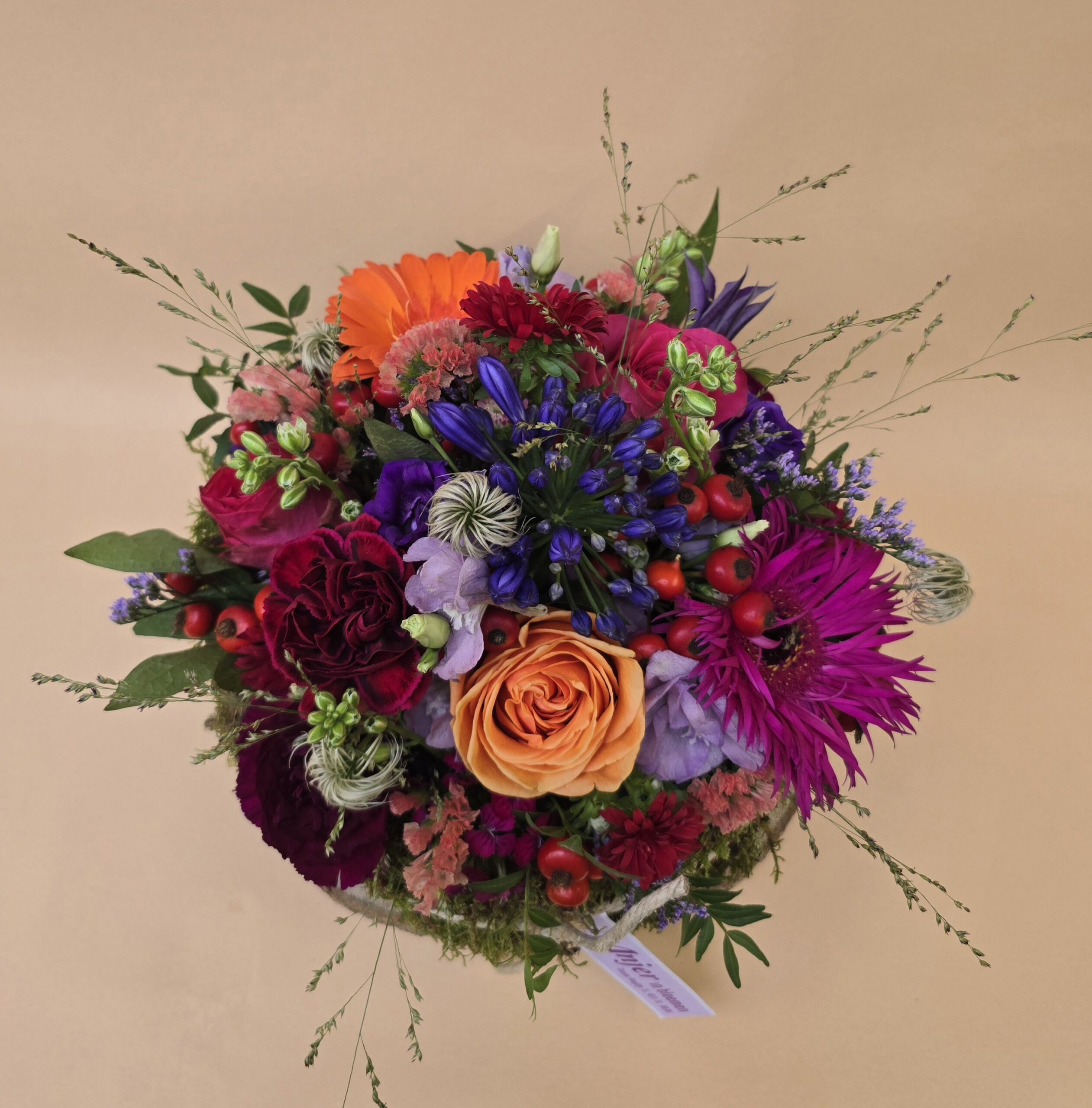 bloementaart inclusief houtschijf - Afbeelding 2