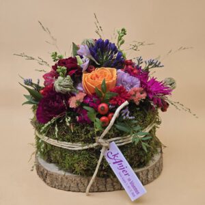 bloementaart inclusief houtschijf